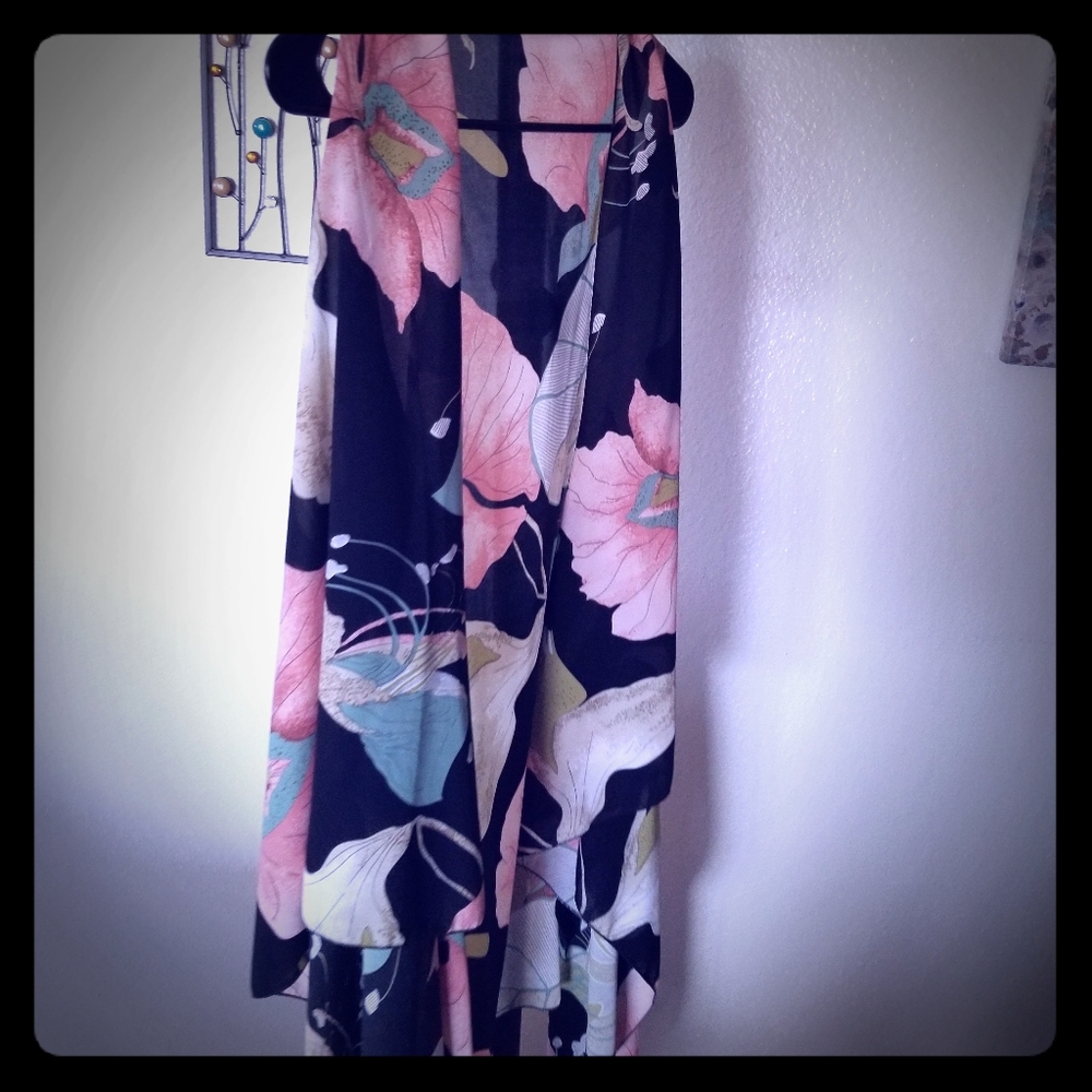 Summer Floral sheer long vest